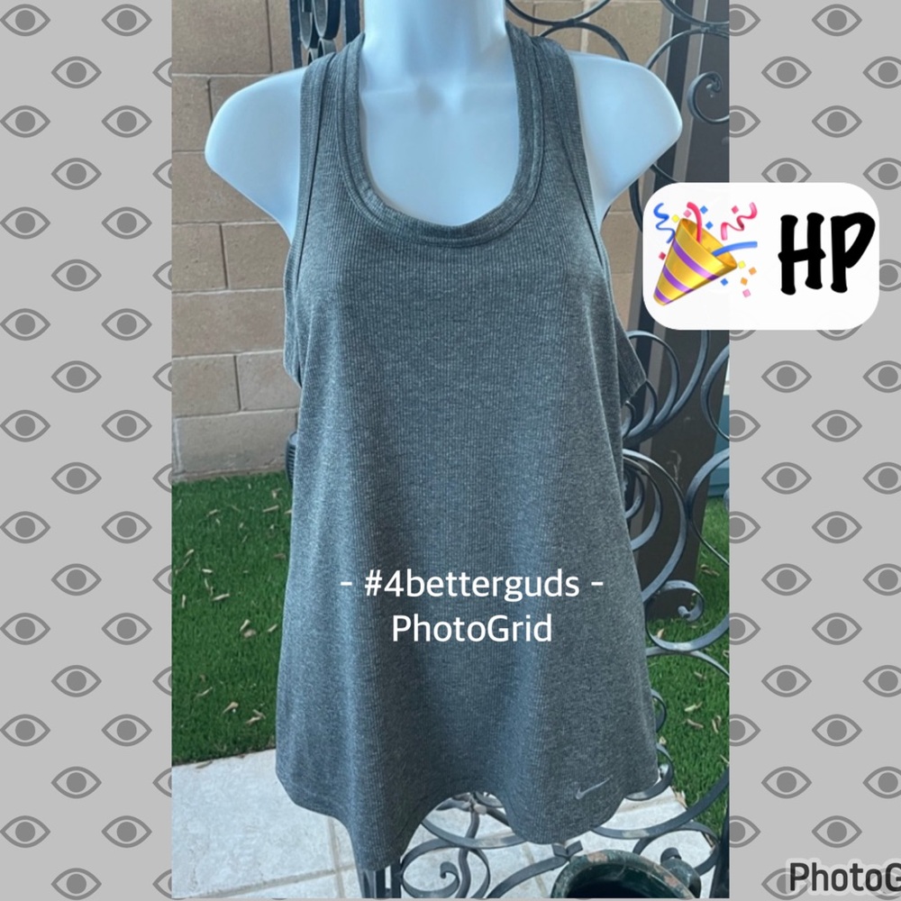 New Nike Dri-Fit Ribbed Tight Fit Muscle Active Tank Top Gray Size Large